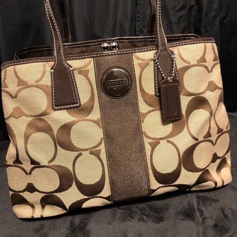Brown Coach tote bag